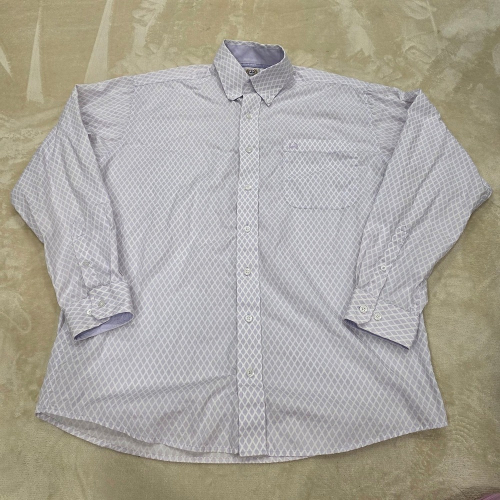 Cinch Western Shirt Mens Small S Purple Geometric Diamond Long Sleeve Button Up